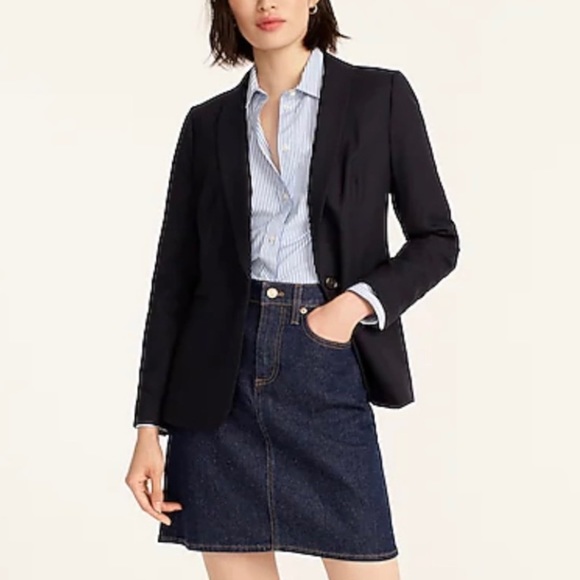 J. Crew Parke Tuxedo Blazer Jacket Black Single Button Classic Fit Size 12 $228 - Picture 2 of 11